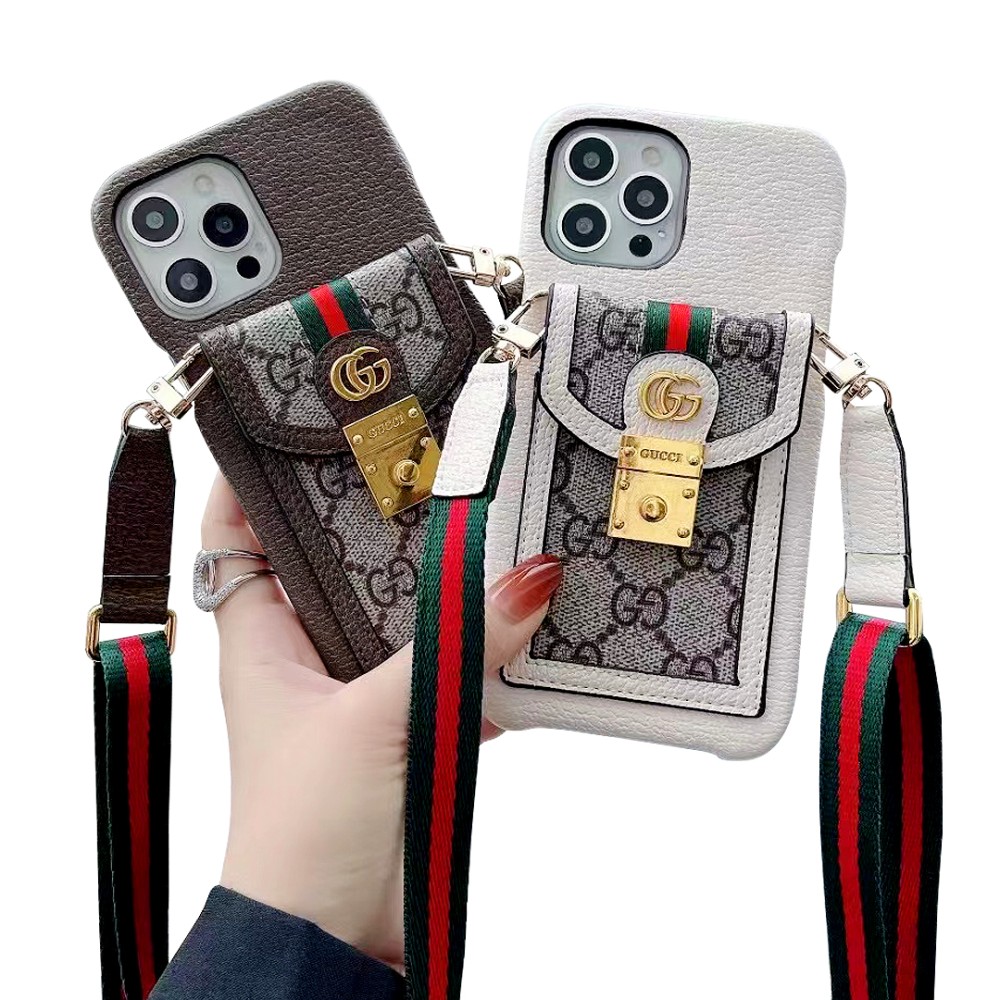 Asluxe Magnetic luxury iphone wallet case with lanyard